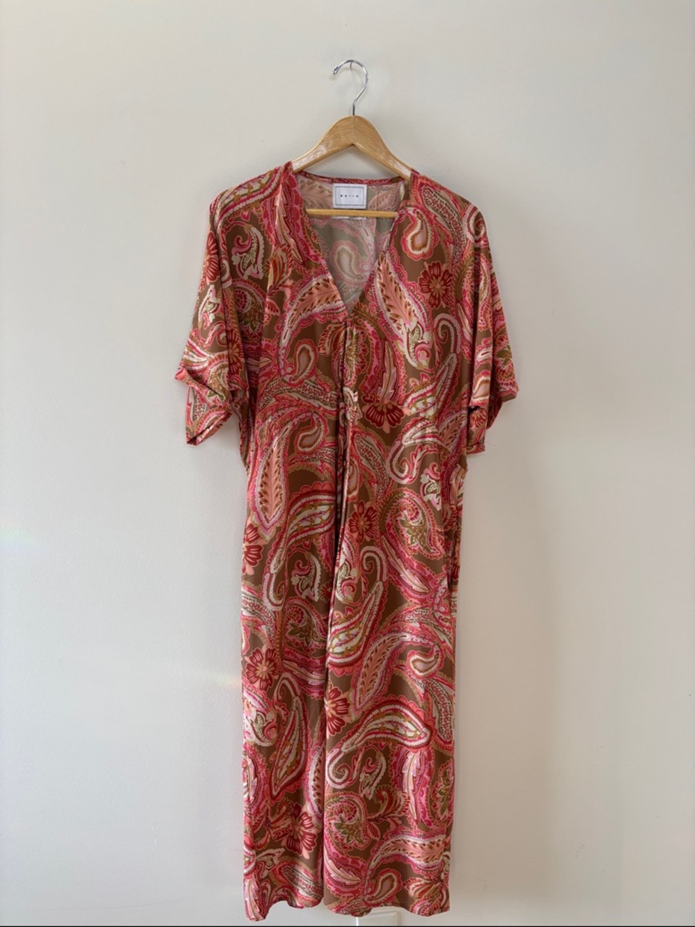 Printed Midi Dress in Coral Paisley
